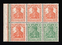 1918-19 German Empire, Germany, Se-tenant, Zusammendrucke, Block (Mi. H - Bl. 20 ab A, Margin, CV $900, MNH)