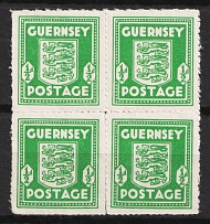 1941-44 0.5d Guernsey, German Occupation, Germany, Block of Four (Mi. 1 b, CV $70, MNH)