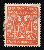 25rpf Company Health Insurance, Sickness Certificate Fee, Deutsches Reich, Swastika, Nazi Germany Revenue (Canceled)