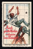 Third Reich, Germany, Berlin, 'Be Careful When Working at Height!', Accident Prevention Propaganda Stamp, Non-Postal