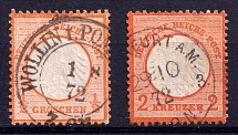 1872 German Empire, Germany (Mi. 14 - 15, Canceled, CV $410)