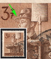 1943 3pf Third Reich, Germany (Mi. 850 I, Thin Shading Lines on the Cap, Canceled, CV $50)