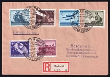 1944 Third Reich, Germany, Wehrmacht, Registered Cover Berlin - Dresden (Mi. 874, 876, 878, 880, 882, 885, CV $70, Special Cancellation)