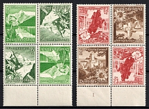 1938 Third Reich, Germany, Tete-beches, Se-tenants, Zusammendrucke, Blocks of Four (Mi. K 33, K 34, Margins, CV $60, MNH)