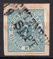 1869 7k Wurttemberg, Germany (Mi. 39, Readable Postmark)