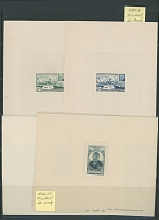 French Colonies - Equatorial Africa - COLLECTION OF EPREUVES DE LUXE: 1941-58, 33 items, representing 27 Ministerial proof sheets (with or without official embossed seal) and 6 Artists' sunken die proofs, including Libreville …