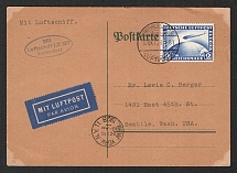 1928 (10 Oct) Germany, Graf Zeppelin airship airmail postcard from Friedrichshafen to Seattle (United States) via New York, 1st flight to North America 'Friedrichshafen - Lakehurst' (Sieger 21 A, CV $120)
