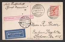 1929 (7 Sep-Oct) Germany, Graf Zeppelin airship airmail postcard from Friedrichshafen to Berlin, Flight to Silesia (Error on Breslau postmark date 17 instead 7, Sieger 43 B, 43 AII CV $240)