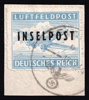 1944 Island Rhodes, Military Mail INSELPOST, Germany (Mi. 8 B II, Signed, Canceled, CV $130)