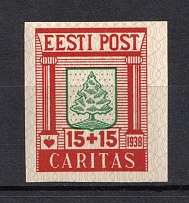 1938 15S+15S Estonia (PROBE, Proof, Stamp by Sc. B37, Imperforated)
