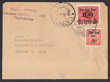 1938 (01 Oct) Cover front mailed to RUMBURG for ARNSDORF. Postage by stamps of the local issue. Occupation of Sudetenland, Germany