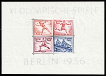 1936 Third Reich, Germany, Souvenir Sheet (Mi. Bl. 6, CV $70)
