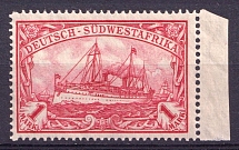 1906-1919 1M South West Africa, German Colonies, Kaiser’s Yacht, Germany (Mi. 29 B, CV $400, MNH)