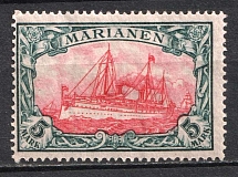 1916-19 5m Mariana Islands, German Colonies, Kaiser’s Yacht, Germany (Mi. 21 B, CV $50)