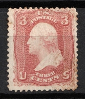 1861 3c Washington, United States, USA (Scott 65, Dull Red, CV $50)