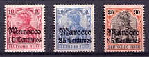 1906-11 German Offices in Morocco, Germany (Mi. 36 - 37, 39, CV $60)