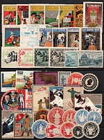 Great Britain, United States, Stock of Cinderellas, Non-Postal Stamps, Labels, Advertising, Charity, Propaganda (#258B)