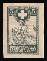 1919 5r In favor of White Cross, Simferopol, Russian Civil War Cinderella, Ukraine (Printing Variety)