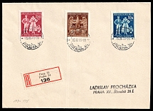 1944 (15 Mar) Bohemia and Moravia, Germany, Regitered Cover from and to Prague franked with full set of Mi. 133 - 135 (CV $50)