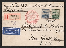 1936 (4 May) Germany, Hindenburg airship Registered airmail cover from Frankfurt to New York (United States), 1st flight to North America 'Frankfurt - Lakehurst' (Sieger 406 D)