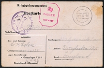 1942 (15 Oct) WWII German Prisoners of War POW Camp in Poland, Postcard to Droylsden (England) (Stalag VIII B)