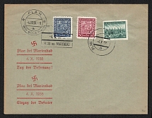 1938 (4 Oct) Czechoslovakia, Germany, Cover from Plana (Plan bei Marienbad) franked with 5h, 30h and 50h (Mi. 277, 281, 400)