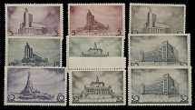Soviet Union - 1937, Architectural Projects, 3k-50k, complete set of eight, in addition stamp of 30k with perforation 11, full OG, NH, VF, C.v. $396, Scott #597-604, 602a…