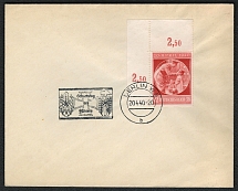 1940 special postmark depicts the sword of war, and the hammer and ear of corn (industry and agriculture)