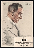 1941 Scarce Hitler's Youth 'Grand Admiral Raeder', Propaganda Postcard, Third Reich Nazi Germany