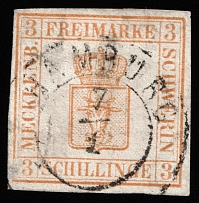1856 3s Mecklenberg, German States, Germany (Mi 2a, Canceled, CV $100)