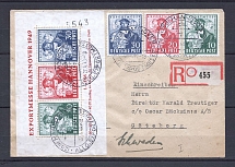 1948 Germany Allied Occupations registered cover with Sheet and set Export fair Hanover CV 500 EUR