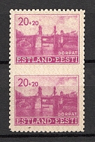 1941 20pf Occupation of Estonia, Germany (MISSED Perforation, Print Error, Pair, CV $110, MNH)