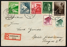1939 Registered cover with multiple franking Sc B120, B124, B125, B137, B138, B139, B140