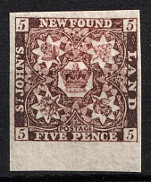 1862-64 5p Newfoundland, Canada (SG 19, CV $130)