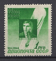 1944 USSR Anniversary of the Stratonavts Death (Dot over `1 РУБ`, Canceled)