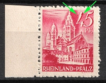 1947-48 45pf Rhineland-Palatinate, French Zone of Occupation, Germany (Mi. 10 PF I, Spot on '4', Dot near '4', Margin, MNH)