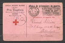 1919 Swiss Red Cross prisoner of war censorship postcard