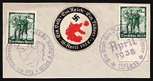1938 (9-10 Apr) 'a Leader!', Third Reich, Germany, Propaganda, Commemorative Stamps, Special Vignette, Peace of Cover from Vienna