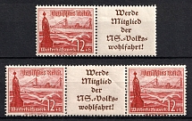 1937 Third Reich, Germany, Se-tenants, Zusammendrucke, Pair (Mi. W 129, W 130, CV $30)