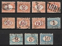 1870-94 Italy (Mi. 3 - 8, 10 - 14, Canceled, CV $130)