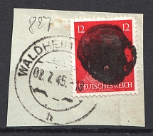 12pf Hitler Overprints, Local Mail, Soviet Russian Zone of Occupation, Germany (WALDHEIM Postmark, Signed)