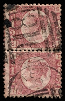 1870 1/2p Great Britain (SG 48, Pair, Canceled, CV $80)