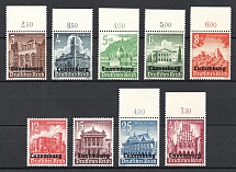 1941 Luxembourg, German Occupation, Germany (Mi. 33 - 41, Plate Numbers, Full Set, MNH)