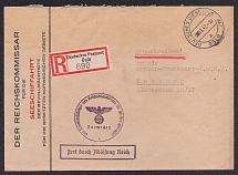 1942 Third Reich, Germany Official Mail, Registered Cover, Oslo (Norway) - Hamburg