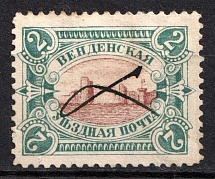 1901 2k Wenden, Livonia, Russian Empire, Russia (Kr. 14, Sc. L12, Type I, Brown Center, Pen Cancel)
