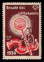 1934 'School Festival', Swastika, Rosswein, Third Reich Propaganda, Mini Poster, Nazi Germany (MNH)