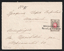1878 (9 Oct) Cover from small village Sidorovichi to St. Petersburg, receiver Sofia Tolstaya, franked with 8k (Sc. 28) tied by scarce two-rows postmark, arrival postmark on back