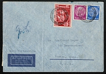 1941 Censorship Cover Postally used German-Italian Brotherhood in Arms (Michel 763) on its first day of issue to Boston