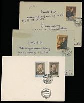 Soviet Union - Collections and Large Lots - FDC AND SPECIAL CANCELLATIONS ASSEMBLAGE: 1932-56, 37 items, including 26 different FD covers or cards (most properly went through the mail), and 11 various special markings, including …