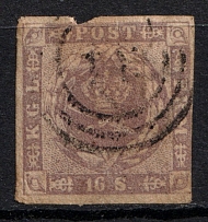 1854-57 16S Denmark (Mi. 6, CV $265, Canceled)